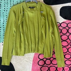Nasty Gal Green Cable Knit Cardigan